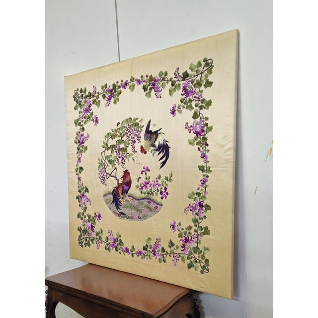Antique Handmade Silk Embroidery, Asia, 1900s For Sale - Image 4 of 5