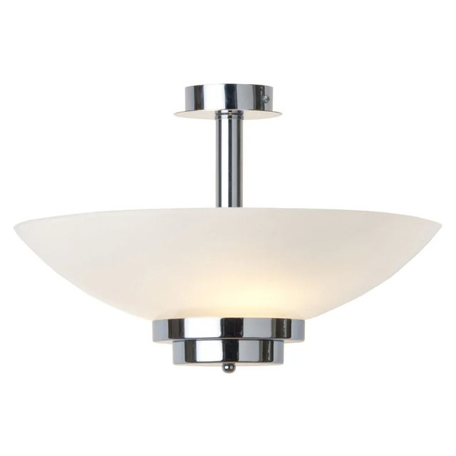Stratton White Opal Hanging Uplighter Shown in chrome with white glass. Wattage: 60W