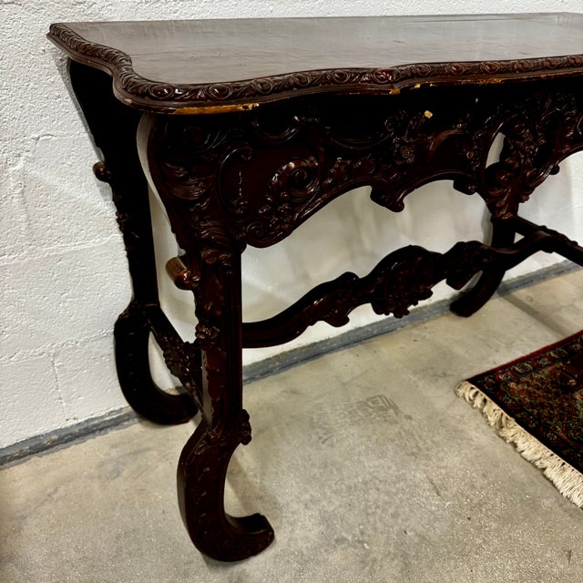 Napoleon III Louis XV Style Walnut Console Table For Sale - Image 11 of 14