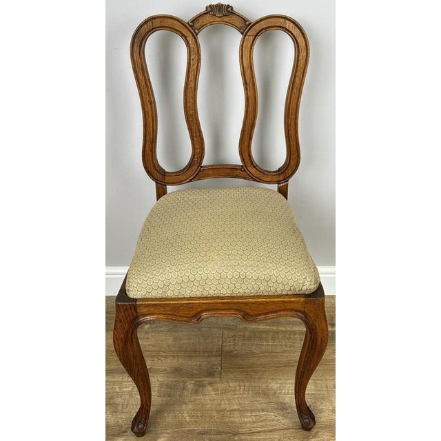 French Louis Style Oak Dining Chairs with Upholstered Seats, Set of 6 For Sale - Image 9 of 16