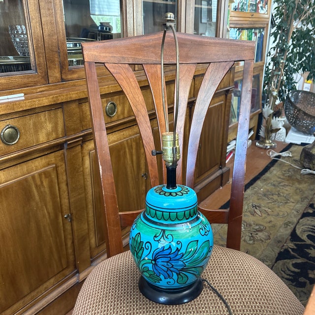 1960s 1960s Mid-Century Modern Raymor Bellini Lamp in Turquoise, Green, and Black For Sale - Image 5 of 7