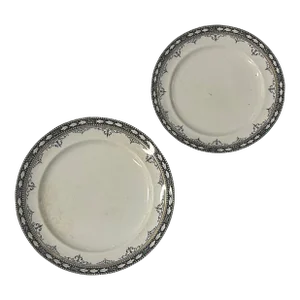Early 20th Century Westminster Made in England Black & White Plates - Set of 2