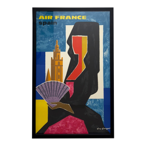 C. 1963, Air France – Spain, Framed Vintage Travel Poster, Printed in France, Artist Guy Georget