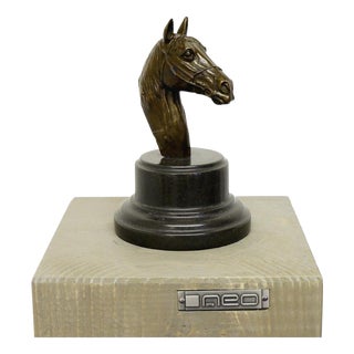 Art Deco Dark Bronze Horse Head Sculpture For Sale