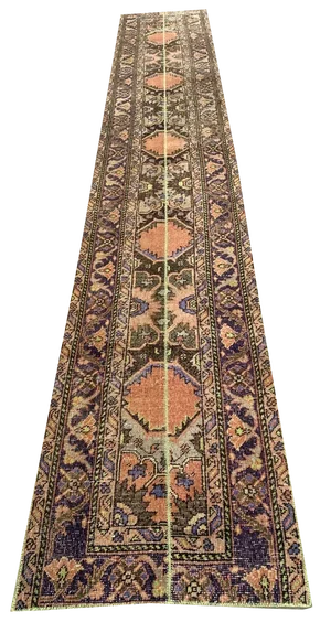 Turkish Distressed Narrow Runner Rug in Wool