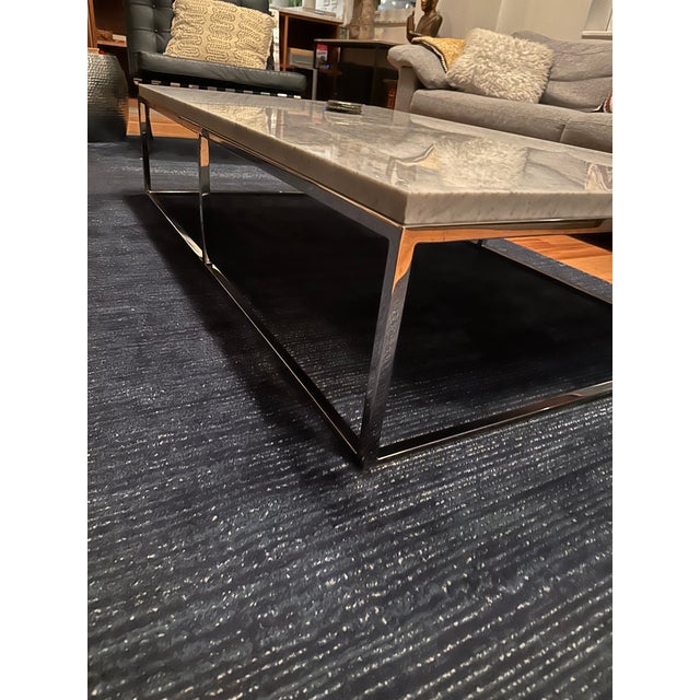 Restoration Hardware Nicholas Marble coffee table with chrome base 60"x36"x13.75"