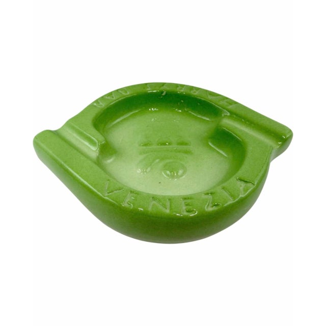 Mid-Century Modern Vintage Harry's Bar Venice Italy Ashtray Green Ceramic Dish Venezia For Sale - Image 3 of 10