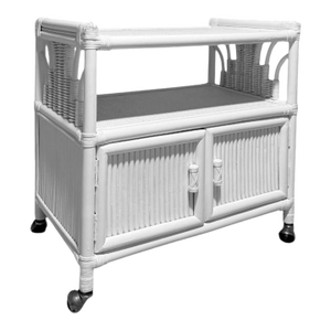 Vintage Palm Beach Regency Lacquered Rattan Bar Cart / Cabinet