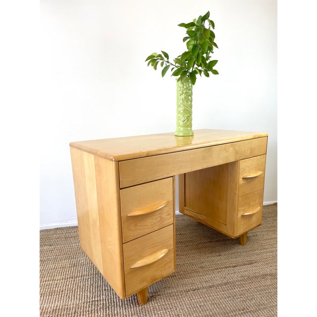 Vintage Mid-Century Modern Heywood Wakefield Straight Student Desk Model M783 For Sale - Image 12 of 14