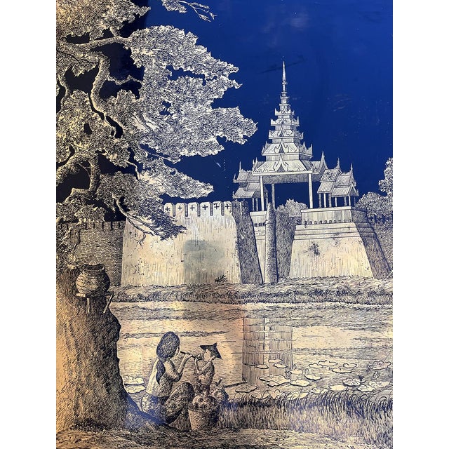 19th Century Asian Style Decorative Panel in Traditional Lacquer, Myanmar, 1890s For Sale - Image 5 of 6