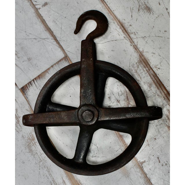 Antique Cast Iron Pulley Wheel, 1900s For Sale - Image 7 of 9