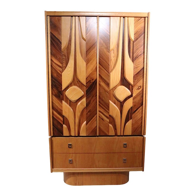 Phillip Lloyd Powell Brutalist Organic Mid Century Modern Tobago Armoire Chifferobe Made in Canada C 1970's For Sale - Image 4 of 16