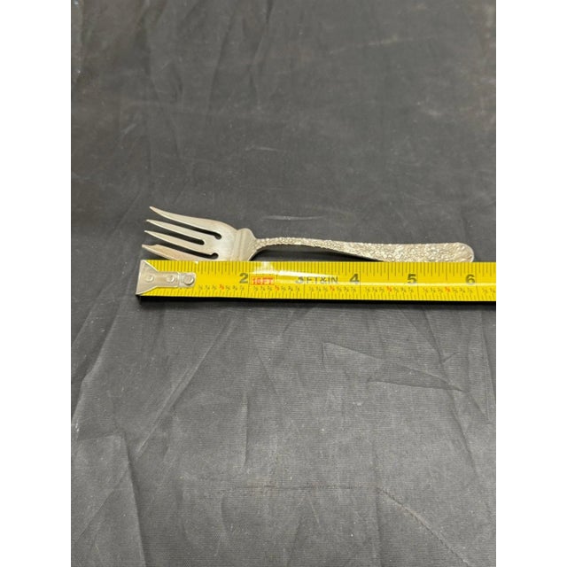 Antique Stieff Rose Sterling Silver Salad Forks Repousse Monogrammed - Set of 12 For Sale - Image 10 of 10