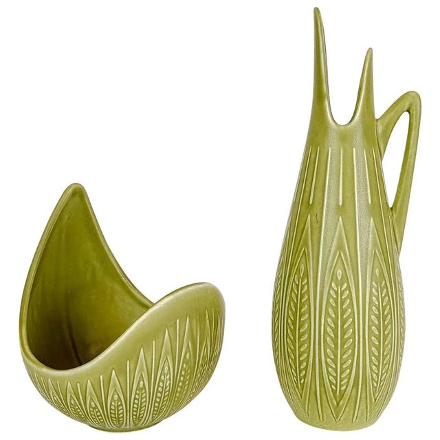 Rialto Ceramic Bowl and Vase by Gunnar Nylund for Rörstrand, Set of 2 For Sale - Image 11 of 11