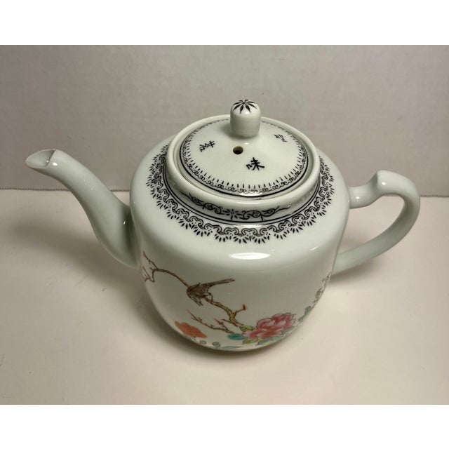 Chinese Vintage Chinese Jingdezhen Hand Painted Porcelain Tea Pot For Sale - Image 3 of 12