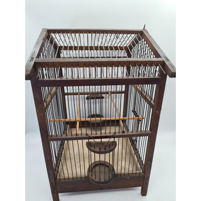 Antique Wooden Birdcage, 1920 For Sale - Image 10 of 12