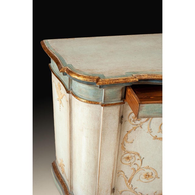 Rustic Italian Hand-Painted Distressed Credenza With Gold Leaf Accents For Sale - Image 3 of 4