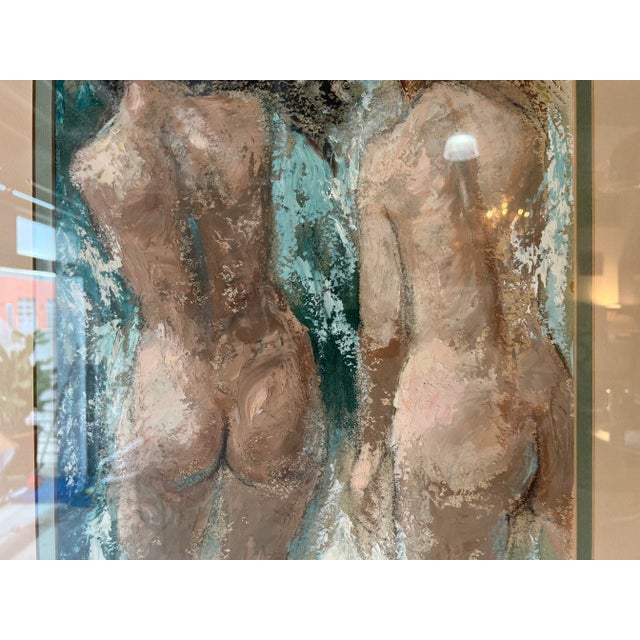 80's Kenne Impressionist Portrait of Two Nude Females -Oil Painting, Framed For Sale In Miami - Image 6 of 12