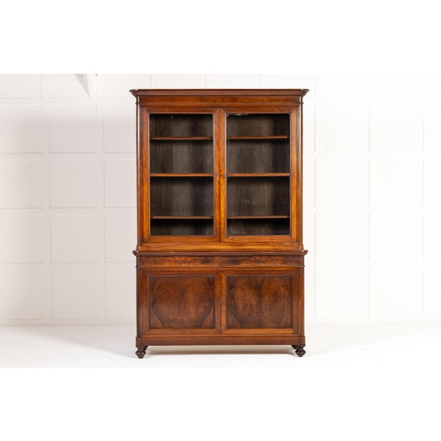 Large pair of 19th century italian walnut cabinets/bookcases a large pair of 19th century italian walnut cabinets or...