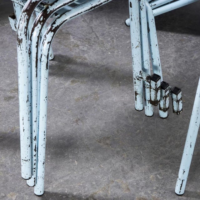 Tolix French Sky Blue Metal Stacking Outdoor Chairs from Tolix, 1950s, Set of 6 For Sale - Image 4 of 9
