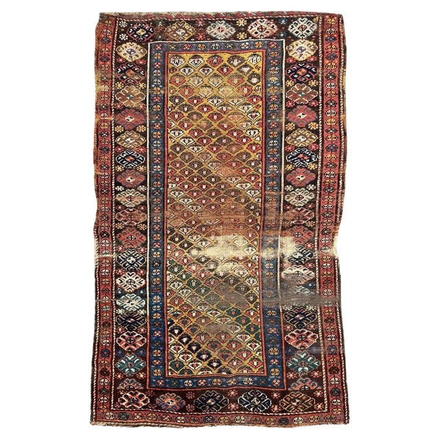 19th Century Kurdish Distressed Rug For Sale