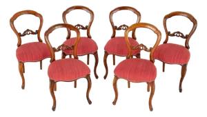 Victorian Balloon Back Dining Chairs in Walnut, Set of 6
