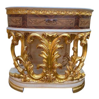 Late 20th Century Italian Baroque Style Console Table With French Louis XVI Decorations For Sale