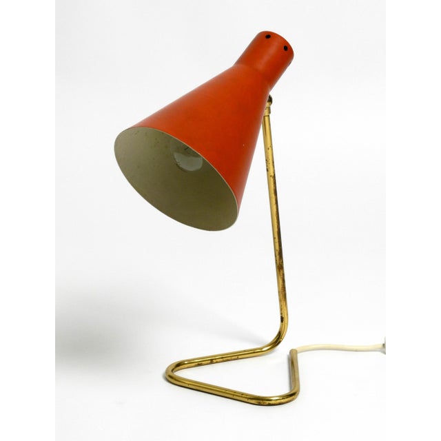 Large Mid-Century Modern Brass Table Lamp with Brick Red Shade, 1950s For Sale - Image 18 of 18