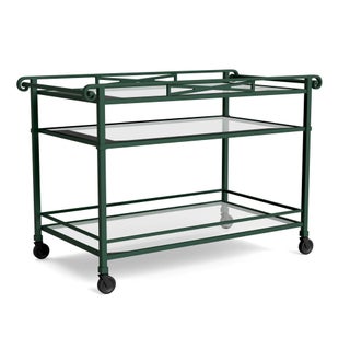 Brown Jordan Venetian Bar Cart in Forest Green For Sale