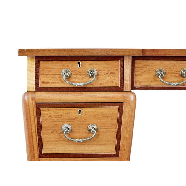Early 20th Century Satinwood Sheraton Revival Desk, 1890s For Sale - Image 4 of 10
