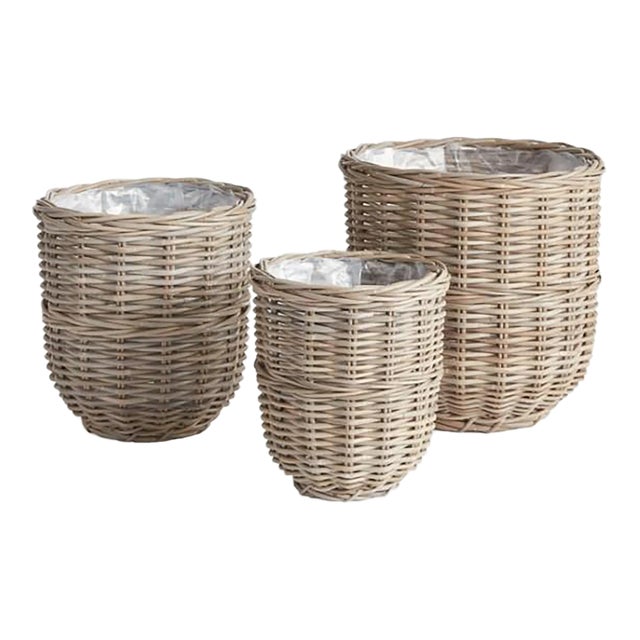 Arlette Rattan Basket Set - Set of 3 For Sale