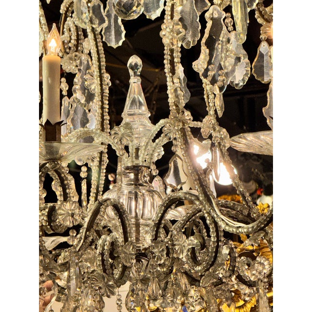 Traditional Large Italian Beaded Crystal Chandelier For Sale - Image 3 of 10