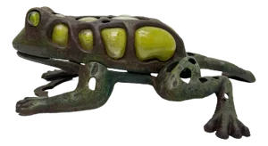 Japanese Iron and Blown Glass Frog Garden Lantern, 1970s