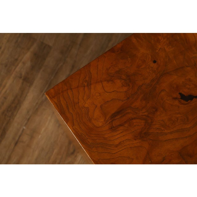 Brown Mid 20th Century Thayer Coggin Milo Baughman Mid Century Modern Burl Wood Cube Side Table For Sale - Image 8 of 18