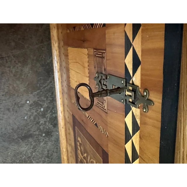 German Biedermeier Inlaid Walnut Trunk For Sale - Image 10 of 10