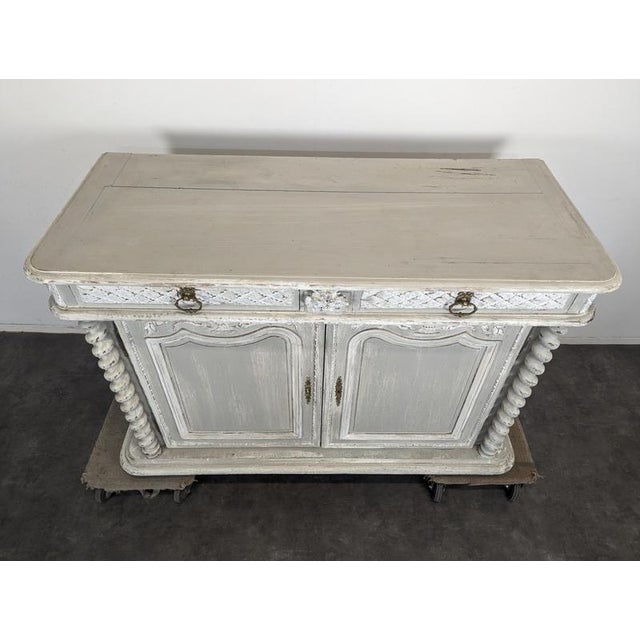 Louis XIII Buffet with Twisted Columns in Grey Oak For Sale - Image 4 of 11
