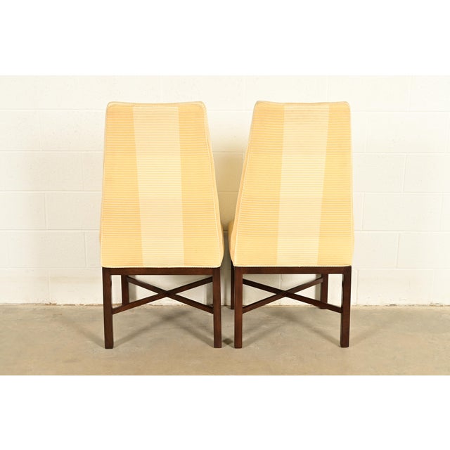 Edward Wormley for Dunbar Mid-Century Modern Walnut X-Base High Back Side Chairs or Dining Chairs, Pair For Sale - Image 10 of 13