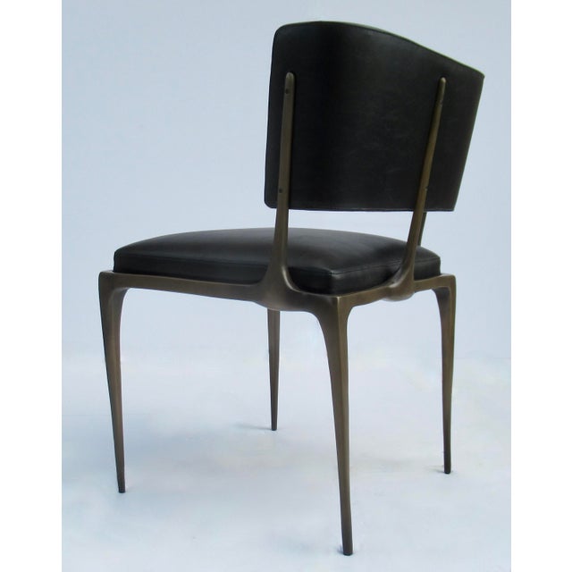 C.1998-99 French Paul Mathieu(Design) for Holly Hunt Showrooms -"Reve" Bronze & Leather Side/Occasional Chairs -Pair For Sale - Image 12 of 18
