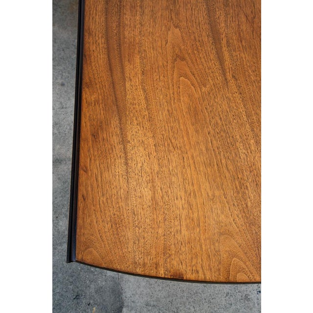 Brown Mid Century Modern Dining Table Attributed to Broyhill Brasilia Walnut Drop Leaf X2 Oval MCM For Sale - Image 8 of 12