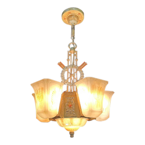 1920s Art Deco Chandelier and 2 Sconces