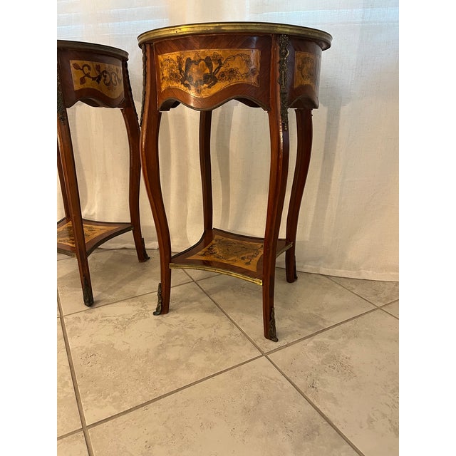 Mid-Century French Louis XV Style Marquetry Side Tables For Sale - Image 13 of 16