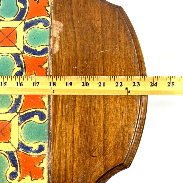 1990s Vintage Inlaid California Tile Short End Table with Turned Legs