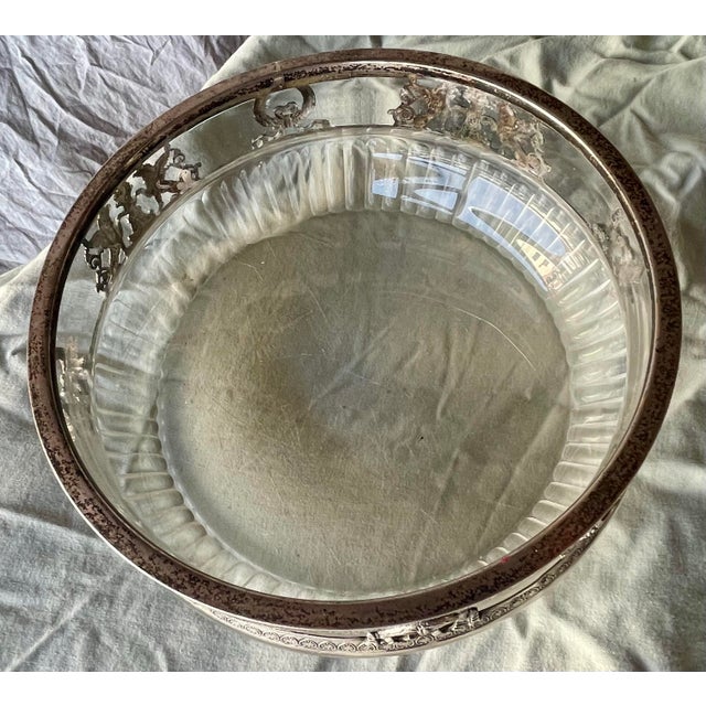 Early 20th Century Neoclassical Laurel Wreath Griffins Urn 800 Silver Decorated Rimmed Glass Bowl For Sale - Image 6 of 7