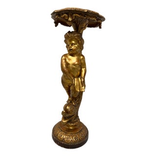 19th Century Gilded Carved Wooden Display Column For Sale