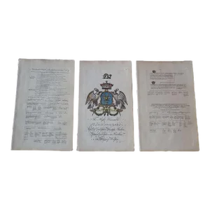 Antique 18th Century Copperplate Heraldry Crest & Family Tree Engravings - "Hon. Francis Godolphin" - Set of 3