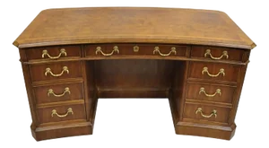 Drexel Heritage Georgian Chippendale Style Inlaid Mahogany Executive Office Desk