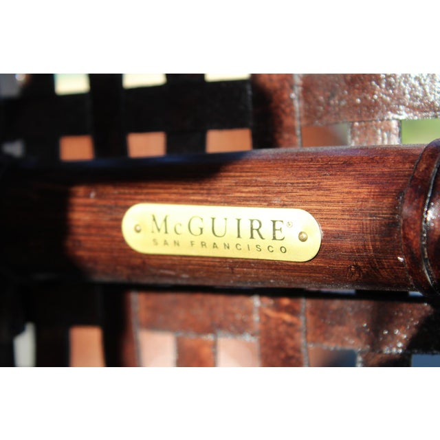 1990s McGuire Woven Leather Armchair and Ottoman From the Antalya Collection For Sale - Image 17 of 18