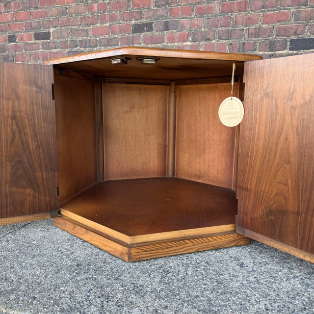 Mid 20th Century Lane Hexagonal Walnut Storage End Table For Sale - Image 5 of 12