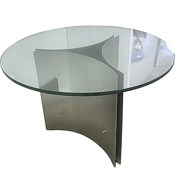 Pedestal Table in Stainless Steel by Michel Boyer, France, 1970 For Sale