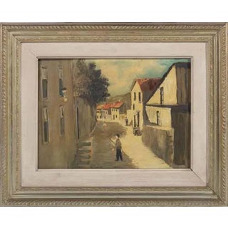 Rural Landscape with Figures, Oil on Plate For Sale